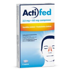 Actifed 2,5 mg + 60 mg Pseudoefedrina Cloridrato Decongestionante 12 Compresse